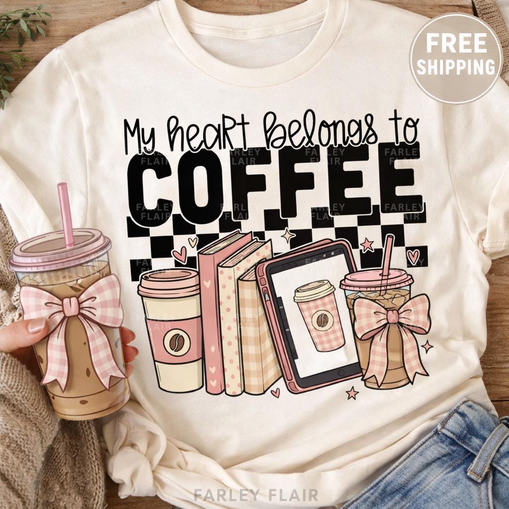 Coffee Lover Shirt, Iced Coffee Bookish Tee, Cozy Gift