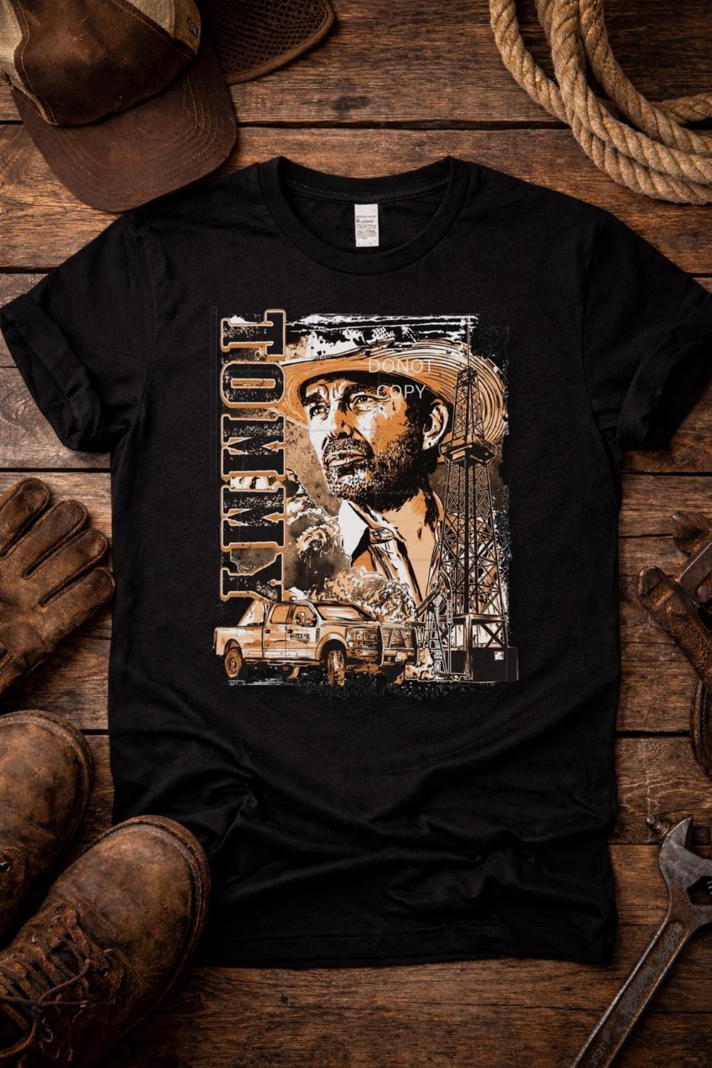 Landman Tommy Vintage Western Collage Graphic Tee, Ranch Life Country Shirt