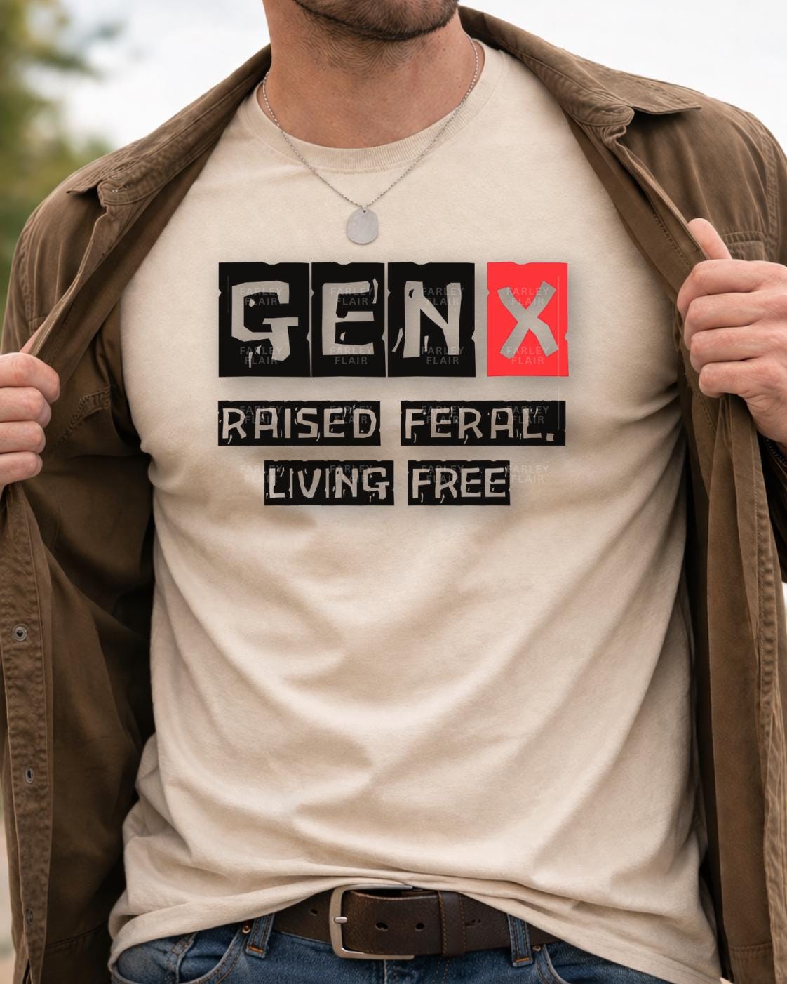 Gen X Raised Feral Living Free Retro Graphic Tee Men
