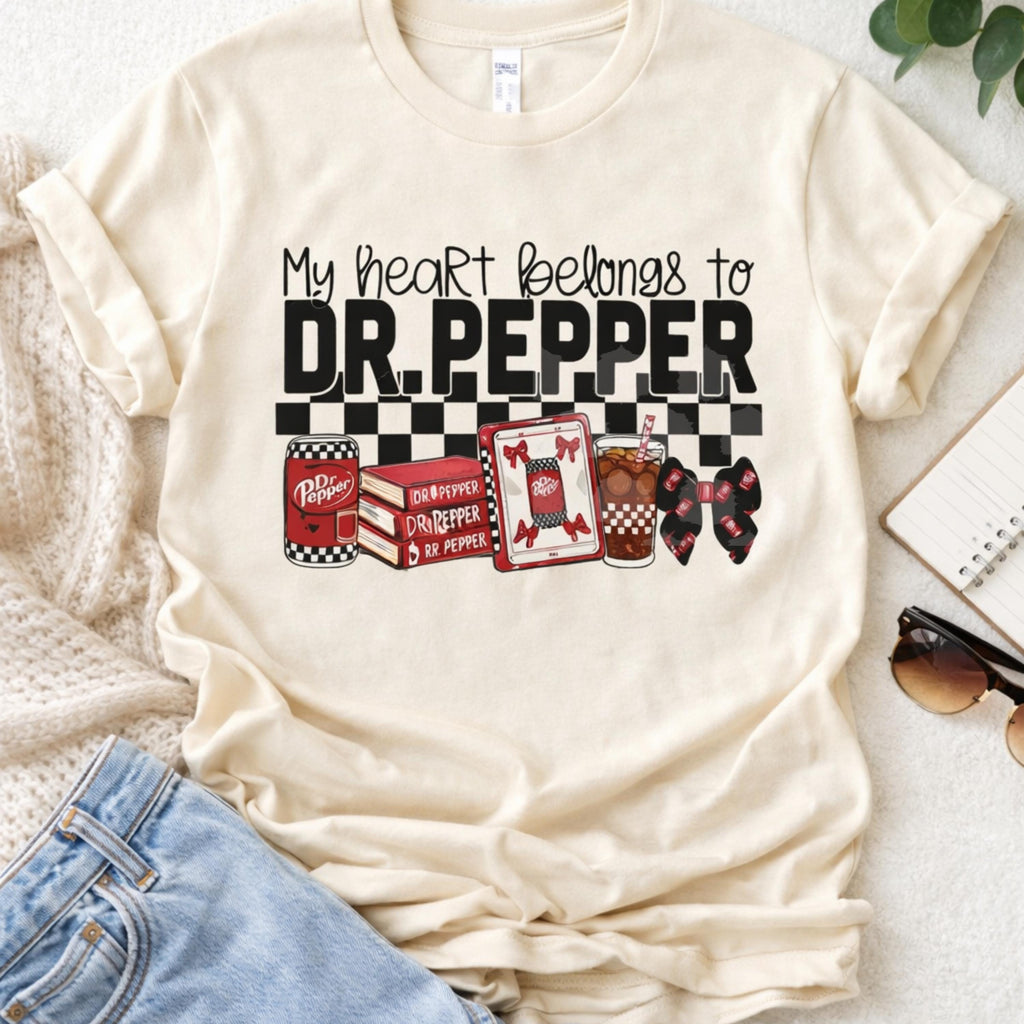 Dr Pepper Heart Graphic Tee, Retro Soda Lover Shirt