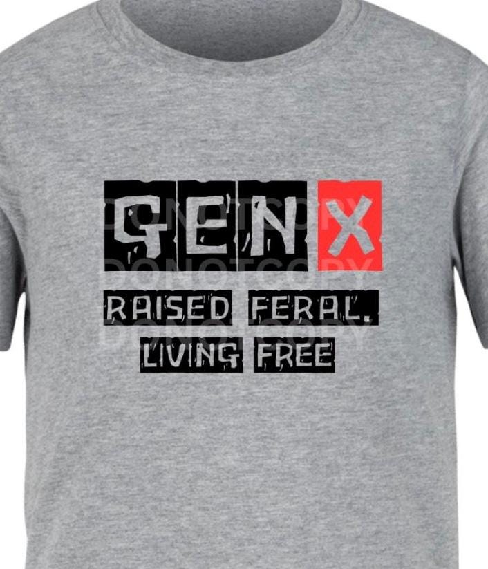 Gen X Couple Shirts, Raised Feral Living Free, 80s 90s Nostalgia Tees