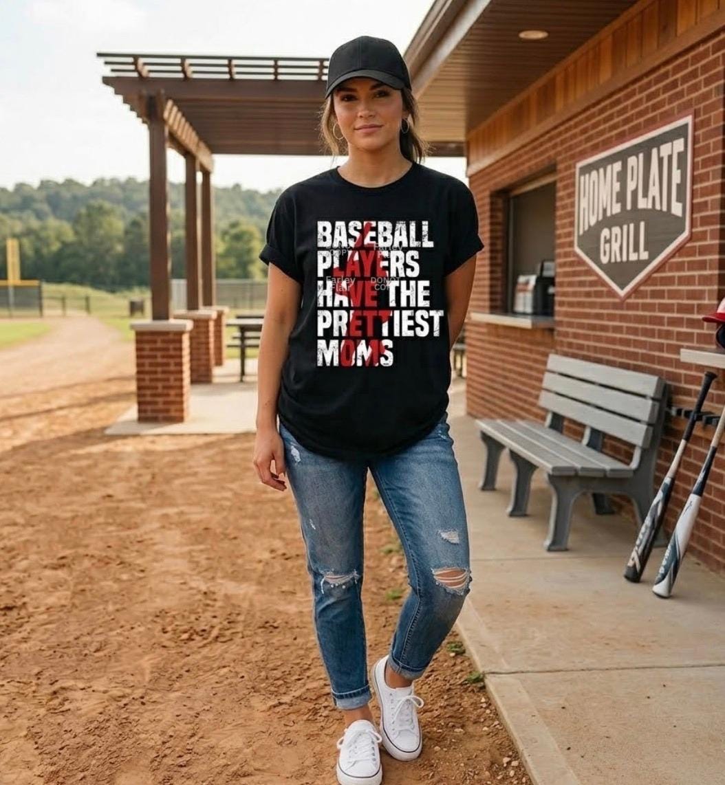 Baseball Mom Shirt, Distressed Typographic Tee, Mother's Day Gift