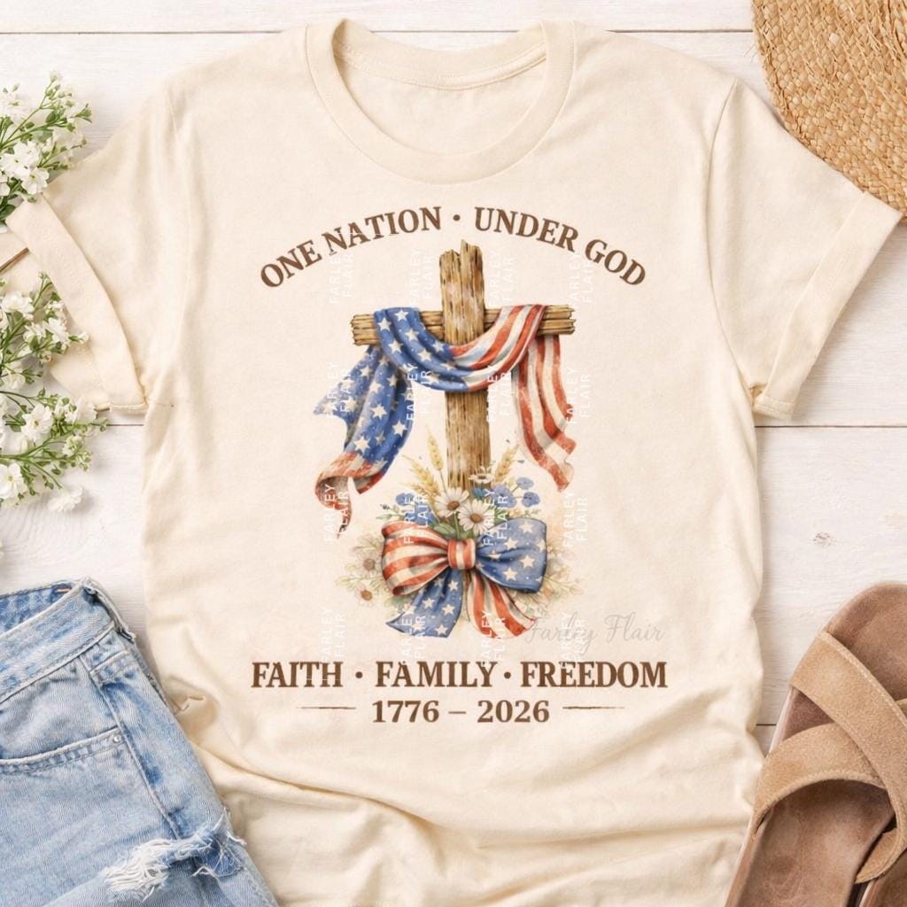 Patriotic Shirt, 4th of July Shirt, Christian Shirt, One Nation Under God Tee, American Flag Shirt, Faith Family Freedom Tee, Mothers Day Gi