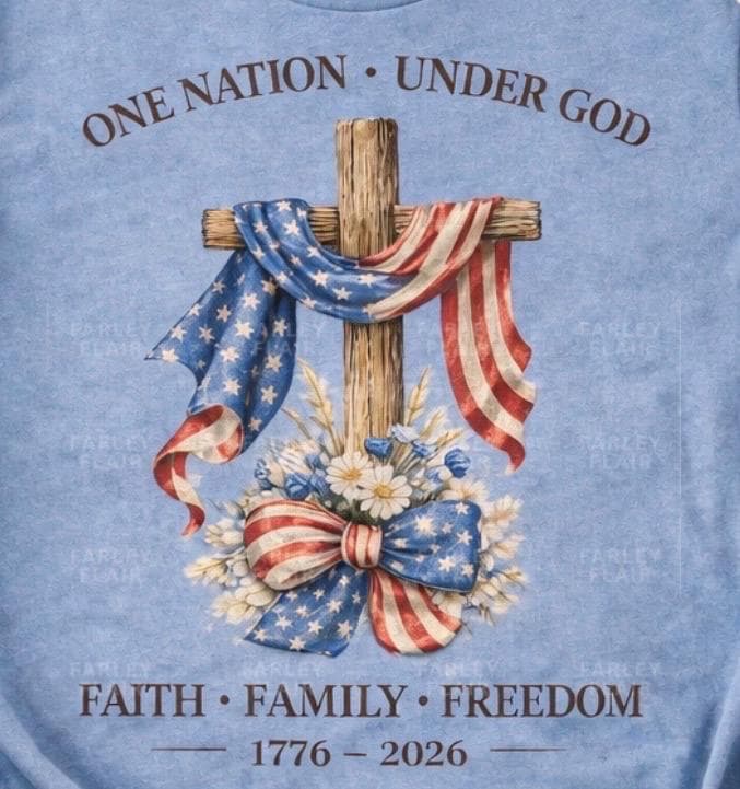 Patriotic Shirt, 4th of July Shirt, Christian Shirt, One Nation Under God Tee, American Flag Shirt, Faith Family Freedom Tee, Mothers Day Gi