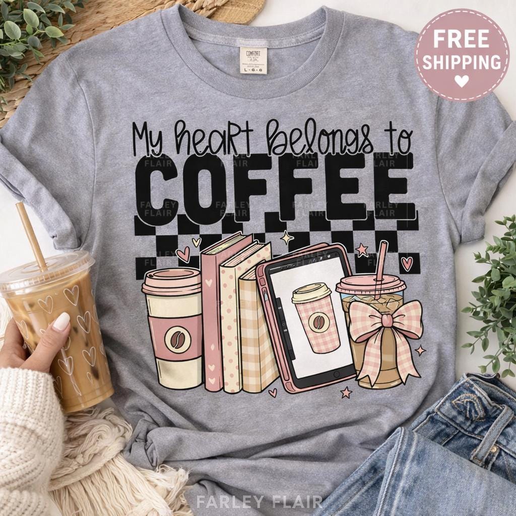 Coffee Lover Shirt, Iced Coffee Bookish Tee, Cozy Gift