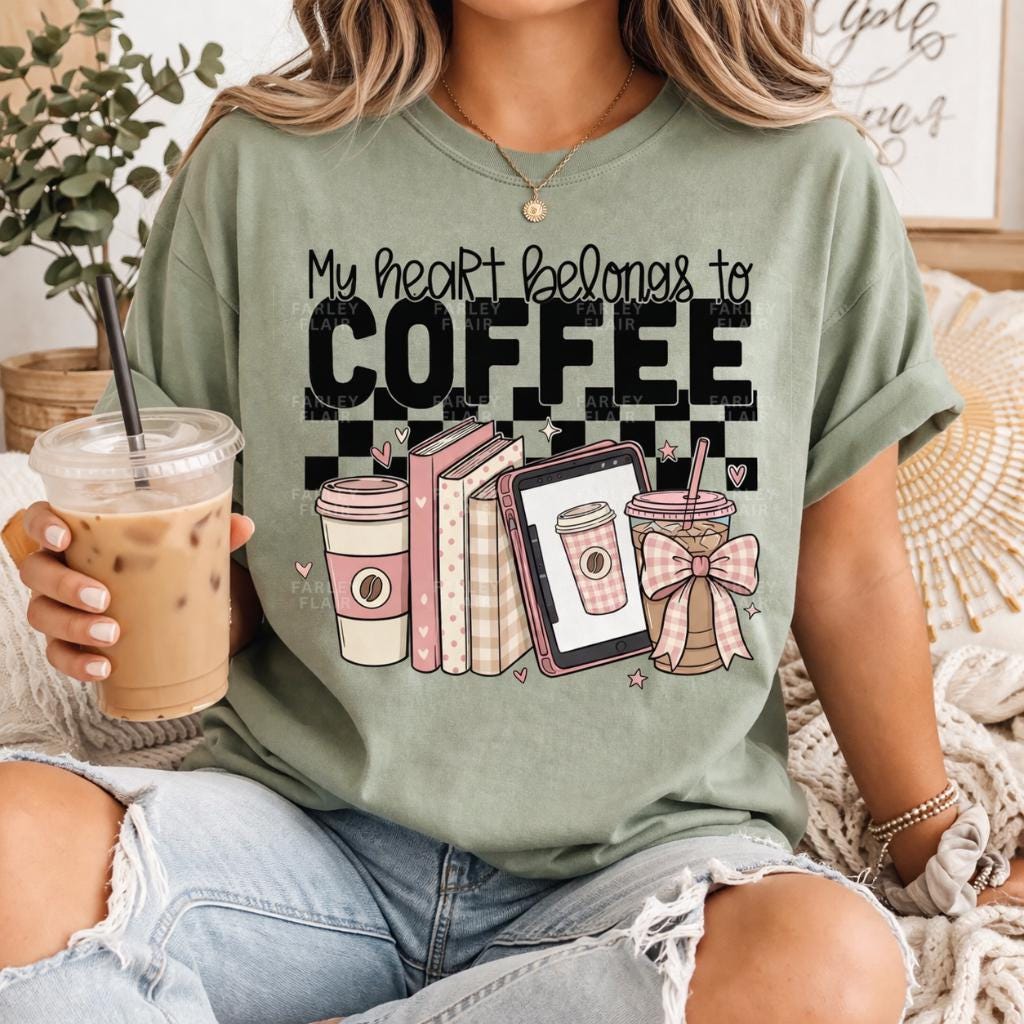 Coffee Lover Shirt, Iced Coffee Bookish Tee, Cozy Gift