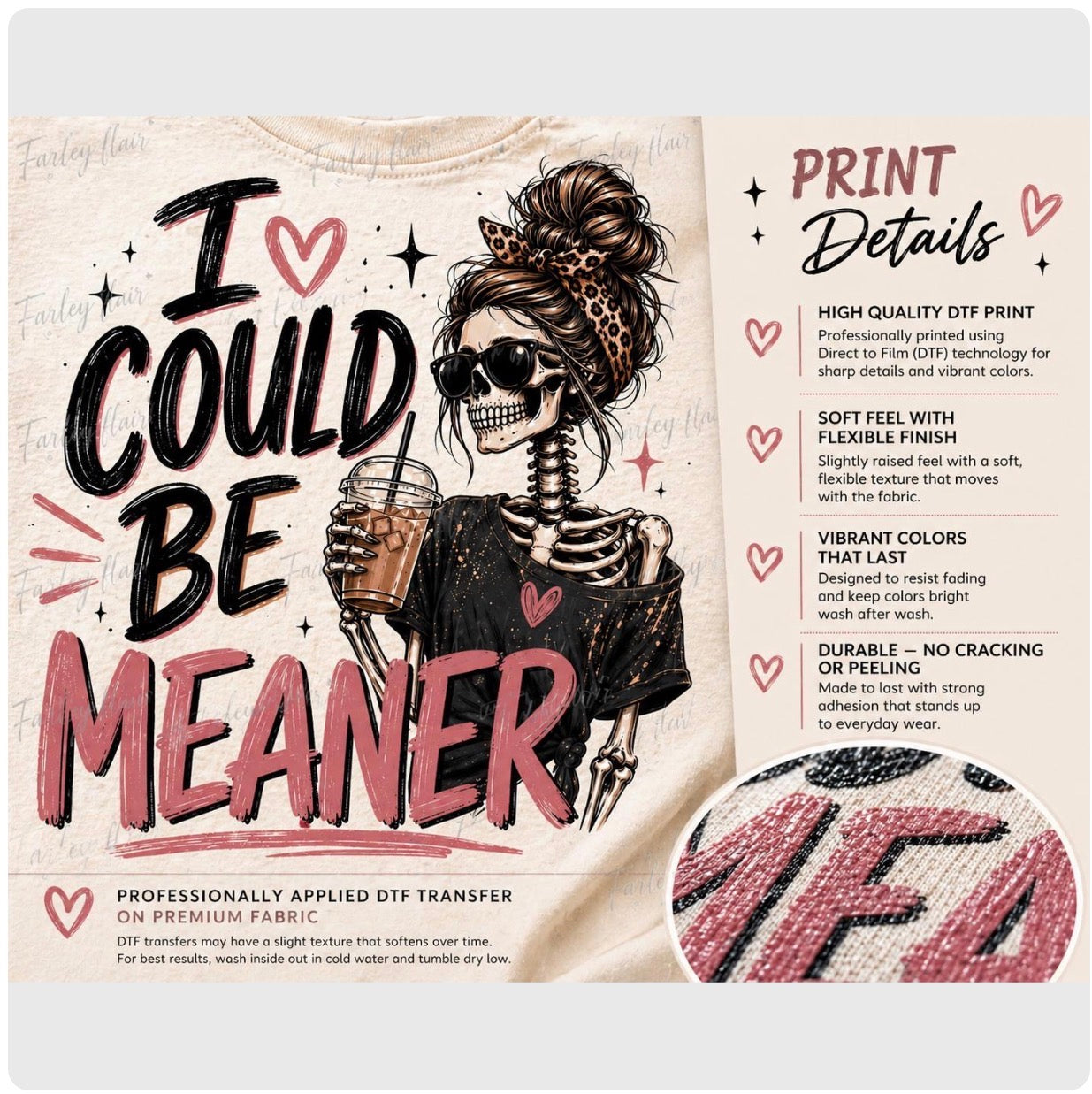 I Could Be Meaner Tee - Sarcastic Skeleton Graphic Shirt