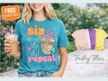 Funny Mom Shirt, Sip Do It All Repeat Softstyle T-Shirt