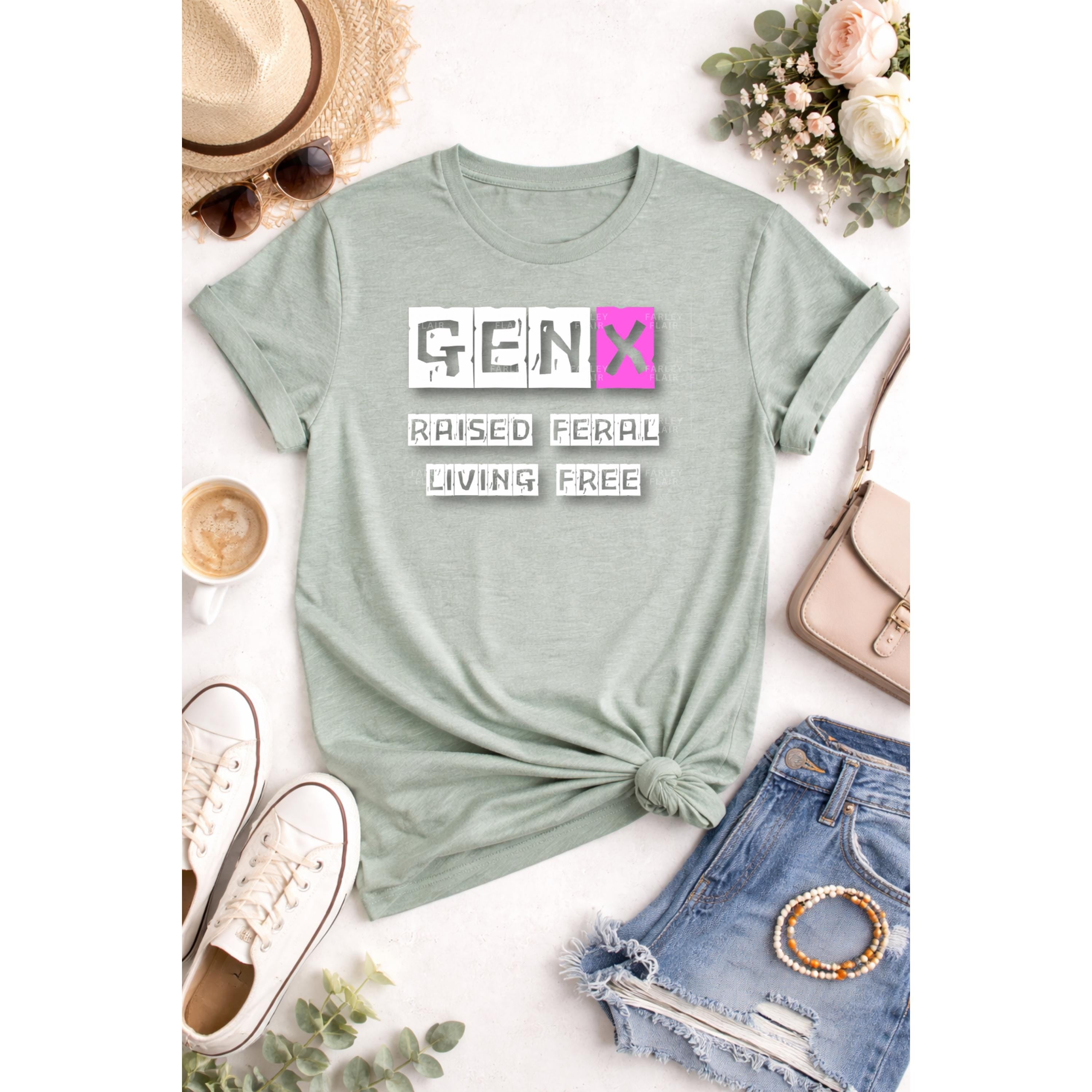 Gen X Shirt, Raised Feral Living Free, 80s 90s Nostalgia Graphic Tee