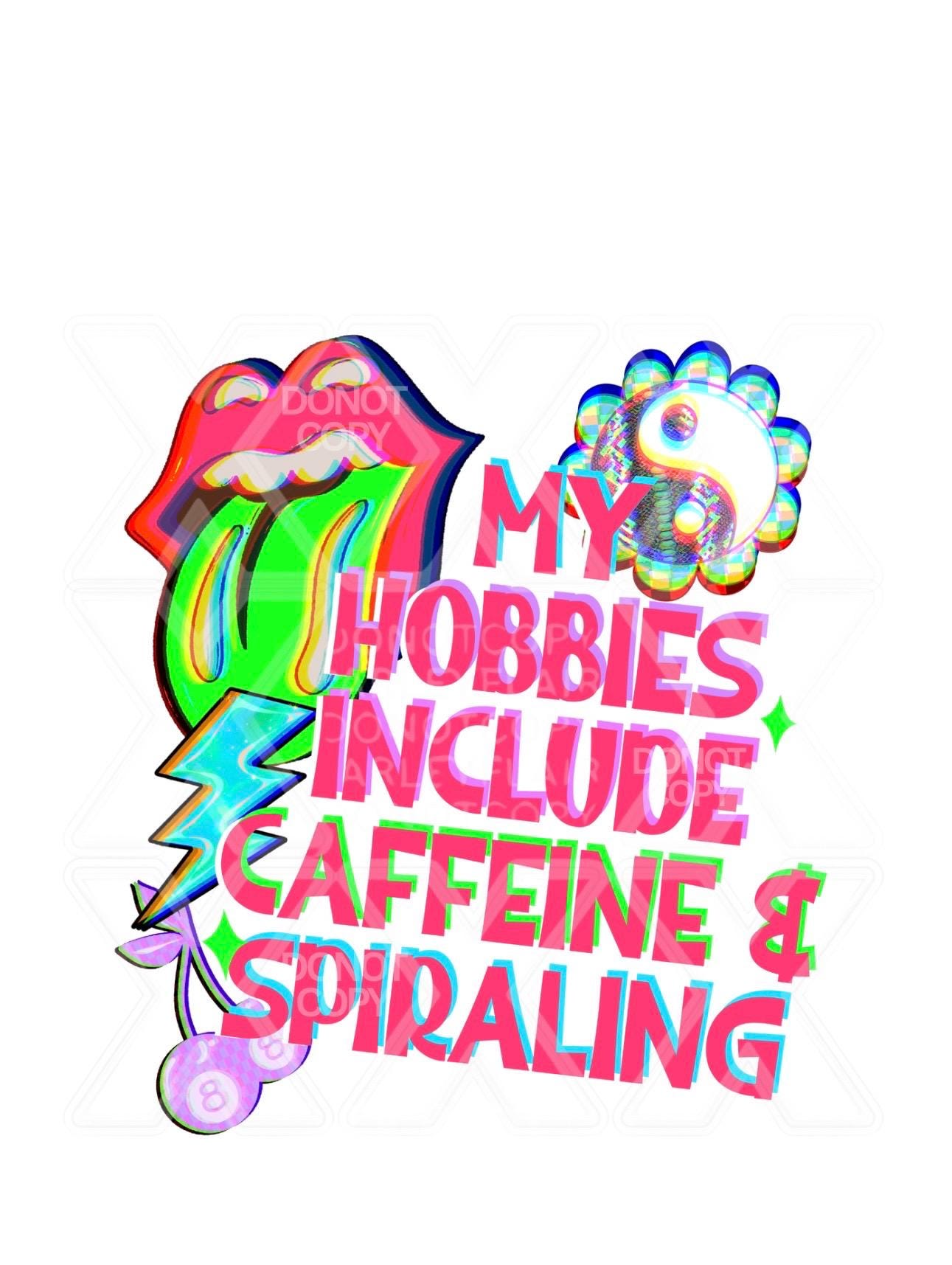 Caffeine Spiraling Retro Neon Graphic Tee, Funny Relatable T-Shirt
