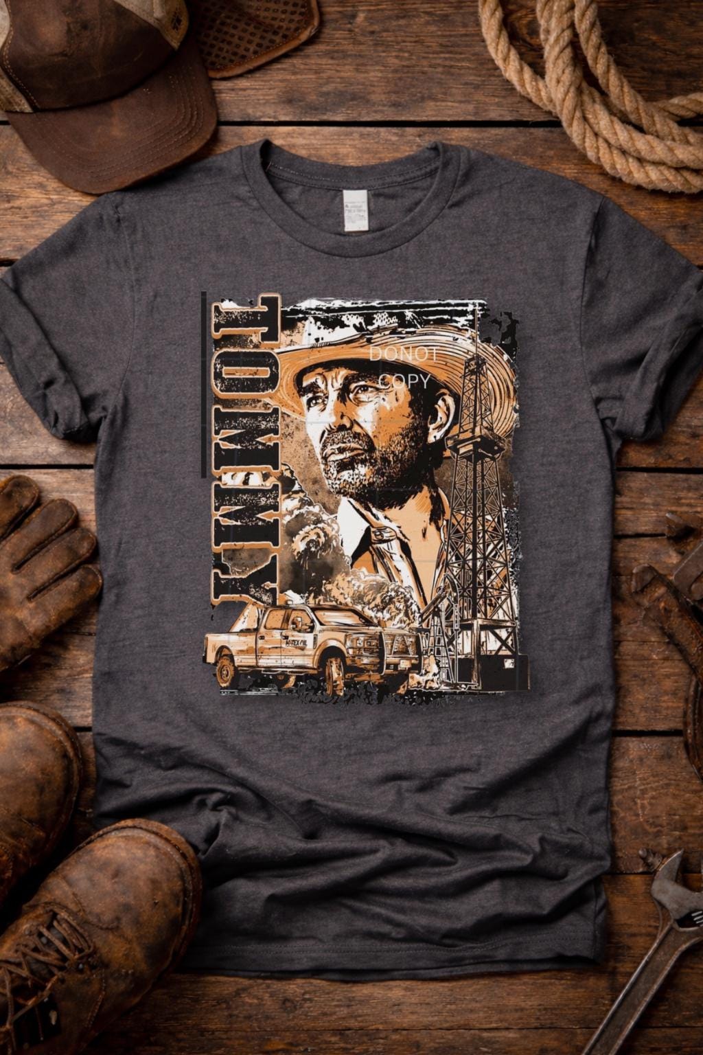 Landman Tommy Vintage Western Collage Graphic Tee, Ranch Life Country Shirt
