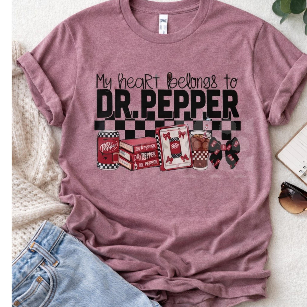 Dr Pepper Heart Graphic Tee, Retro Soda Lover Shirt